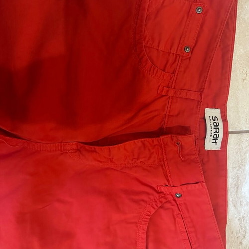 Sarah Lawrence red women's straight-leg pants