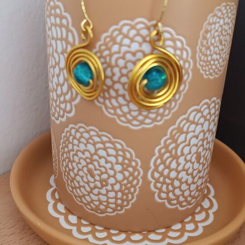 Jewelry set with turquoise beads handmade, new