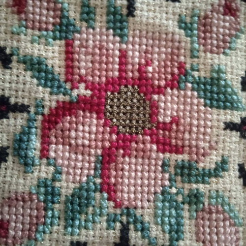 Handmade Counted Cross-Stitch Tablecloth 80x80 in Excellent Condition