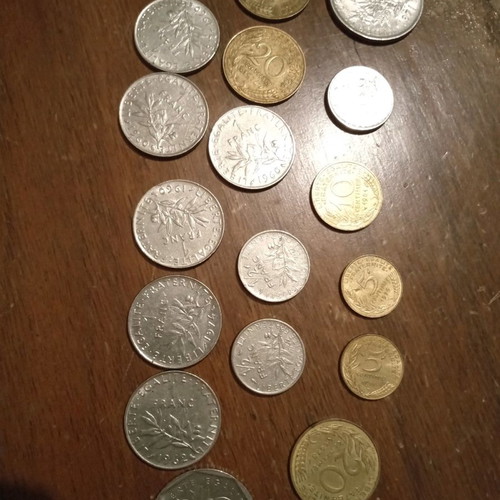 French coins used, lot of 18 pieces