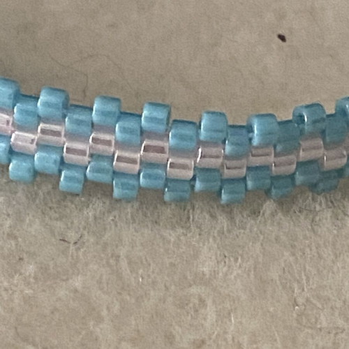 Handmade Bracelet with Miyuki Delica Beads Blue Pink new