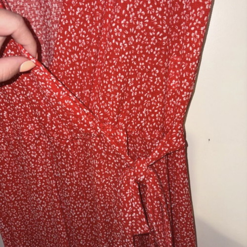 Pink Woman floral jumpsuit, medium, red and white
