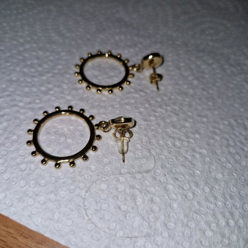 Fos screw earrings new gold tone with clasp