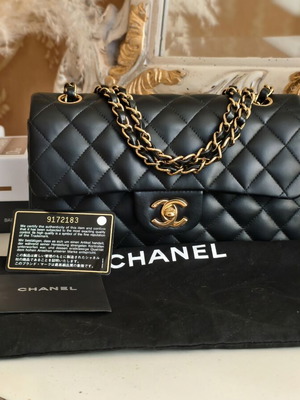 Chanel Double Flap μικρή τσάντα ώμου σαν καινούργιο, μαύρη