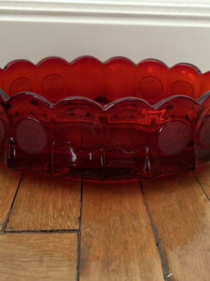 Fostoria Crystal Bowl vintage ruby red Coin pattern