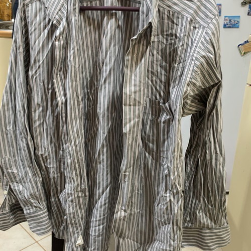 Kiros men's striped shirt like new, size XL, white and gray