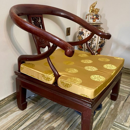 Rosewood wooden armchair like new with removable cushions