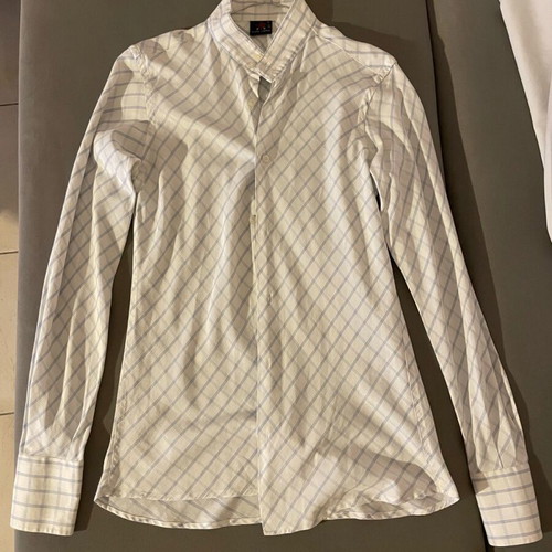 Men's cotton white check slim fit shirt like new