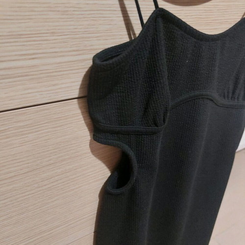 Black women's dress simple with side slits, like new, Bershka