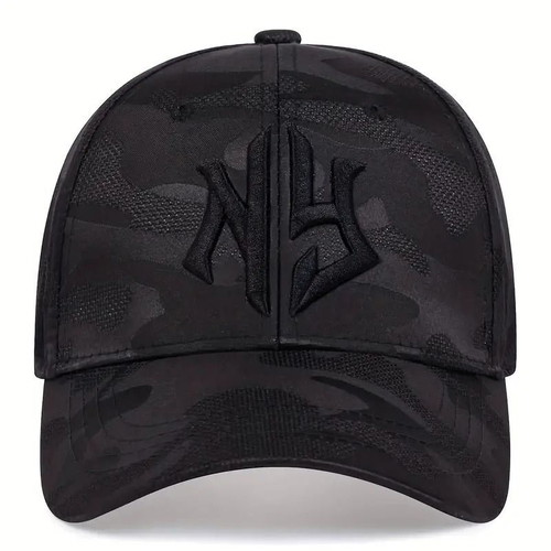 Baseball cap modern unisex hip hop with embroidered letters NY new, black