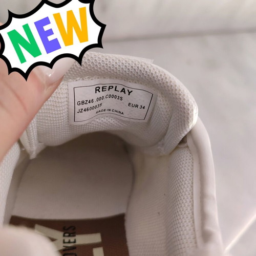 Replay sneakers size 34 like new, white with gold details