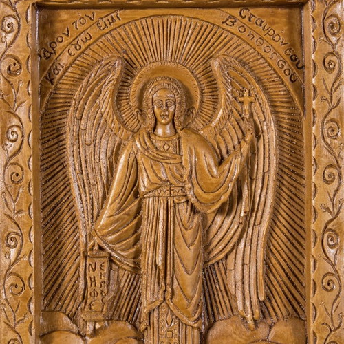 Guardian Angel image made of wax, mastic and incense