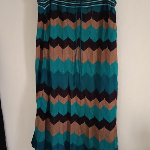 Lurex midi skirt used, turquoise and gold