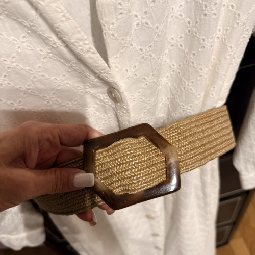 Zara midi dress white with belt, new