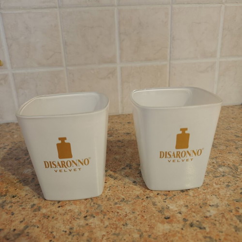 Disaronno Velvet set of 2 collectible glasses, white glass, limited edition