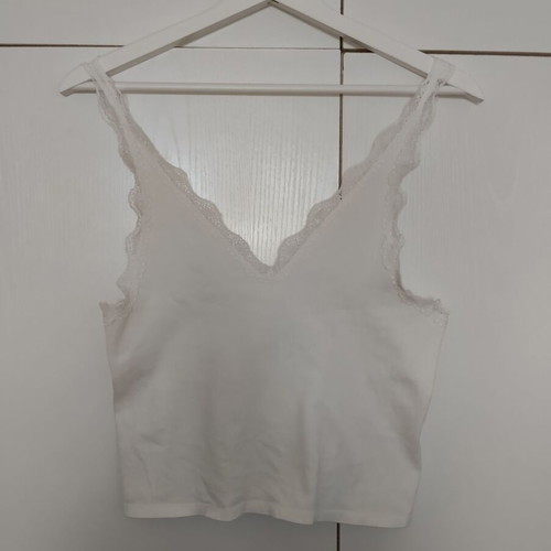 Blouse with straps and lace white medium large Pull & Bear new