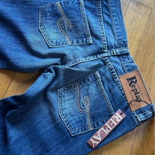 Replay Y2K bootcut jeans new with tags, rhinestone detail, blue