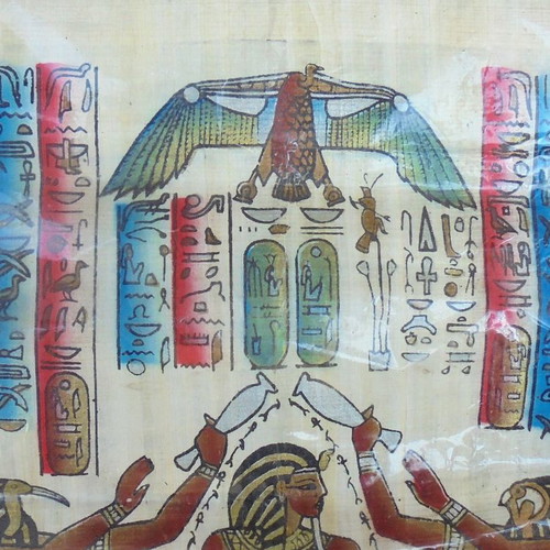 Papyrus sheet painted with traditional technique