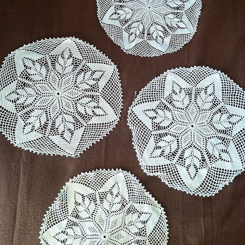Handmade boho crochet doilies set of 4, diameter 34 cm