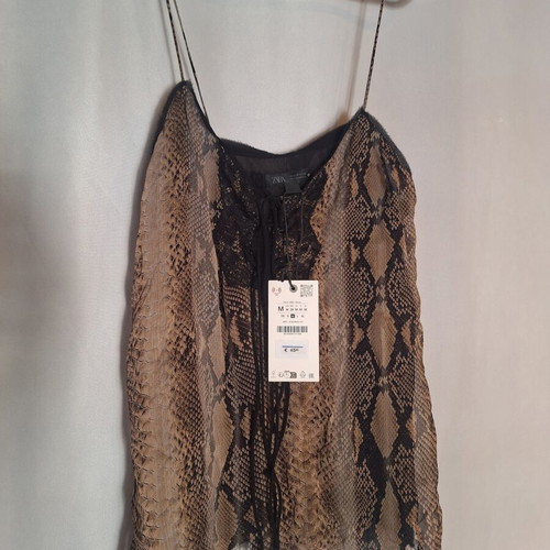 Zara top new, black and brown, size M