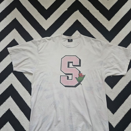 Stussy men's t-shirt XL white and pink like new