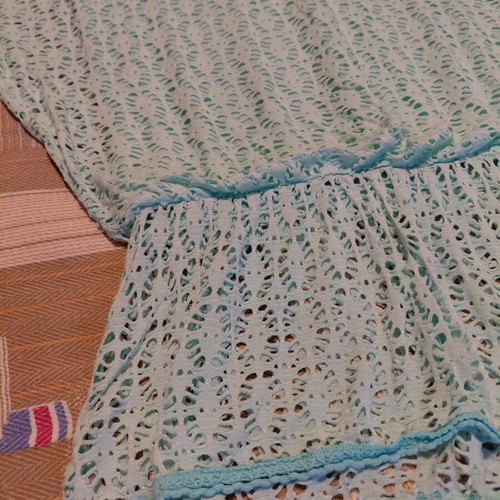 Turquoise top with lace look new, size M 38 10
