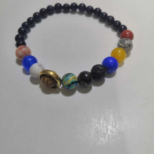 Bracelet with 8 Planets new, unisex with elastic band