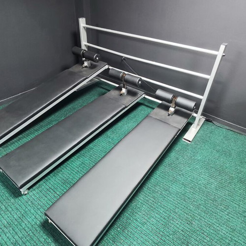 Abdominal benches used, set of 3 with new upholstery and wheels