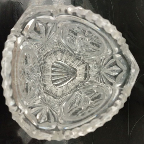 Crystal carved vase, like new, 22 cm height, six-sided