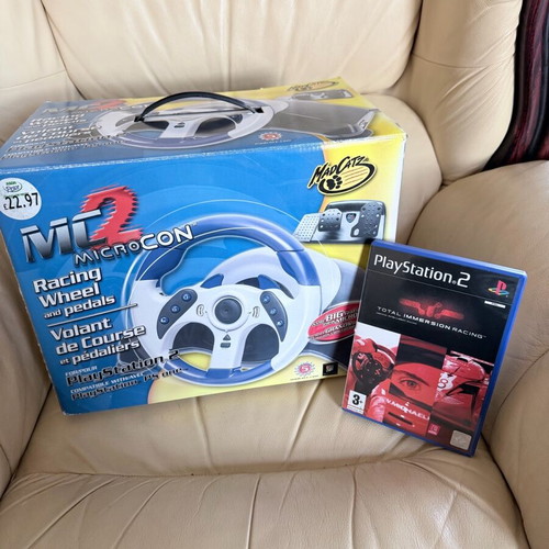 Mad Catz MC2 MicroCon Racing Wheel with Pedals for PlayStation 2 used with game
