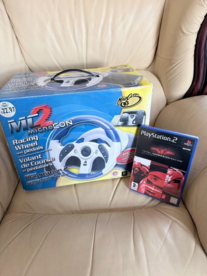 Mad Catz MC2 MicroCon Racing Wheel with Pedals for PlayStation 2 used with game