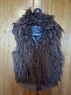 Edward sleeveless vest with synthetic fur, brown