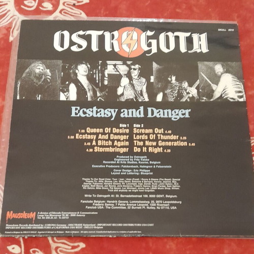 Ostrogoth Ecstasy and Danger vinyl record like new, metal