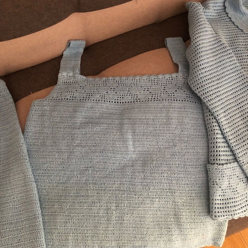 Handmade knitted set new L blue