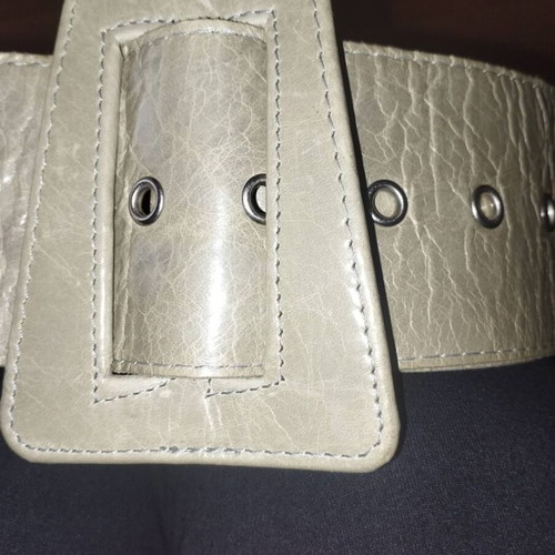 Wide waist belt like new, ice grey with large buckle