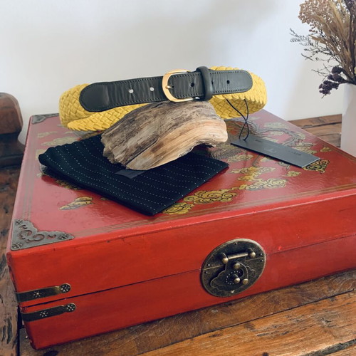 Stelios Koudounaris handmade yellow waist belt, size S/M