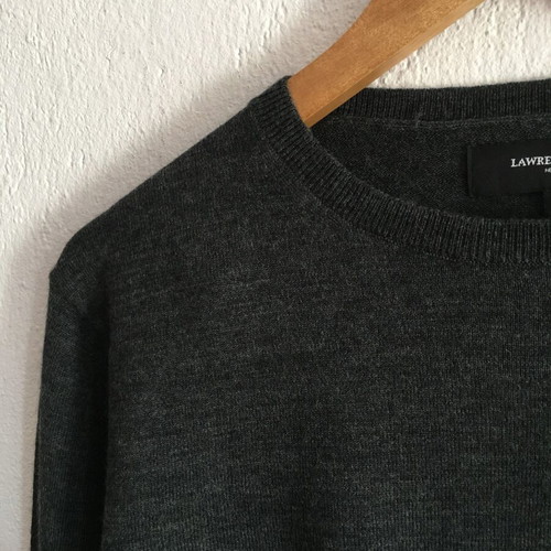 Lawrence Gray 100% Merino Wool Sweater, Dark Gray, Size M