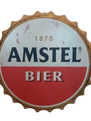 Amstel μεταλλική διακόσμηση τοίχου καινούργια, διάμετρος 35 εκ