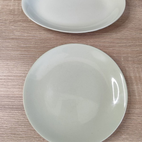 Vintage Johnson Bros Green Cloud plates used, set of two