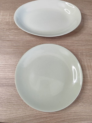 Vintage Johnson Bros Green Cloud plates used, set of two