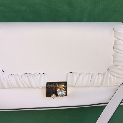 Cafènoir white bag like new with gold clasp and crystals