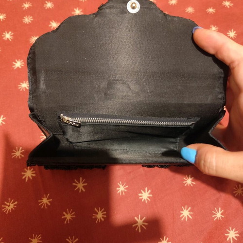 Vintage satin evening bag like new, handmade Greek