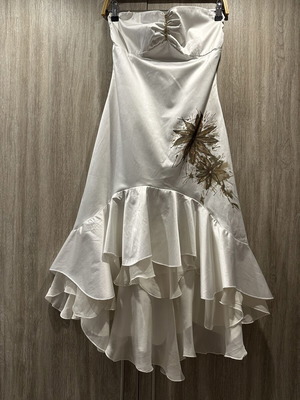 Vintage Y2K Satin Hi-Low Dress like new, ivory