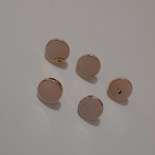 Metal decorative buttons used, set of 5, gold color