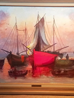 D. Bouki oil painting like new with large frame
