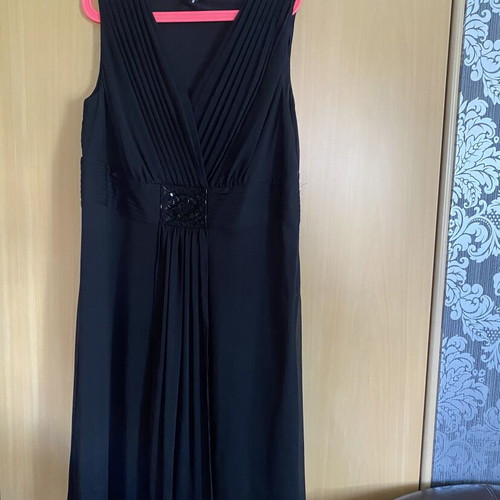 Black Elegant Midi Dress like new with embellished waist detail