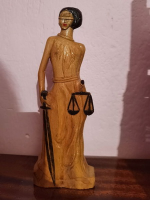 Wooden statue of Themis goddess of justice like new