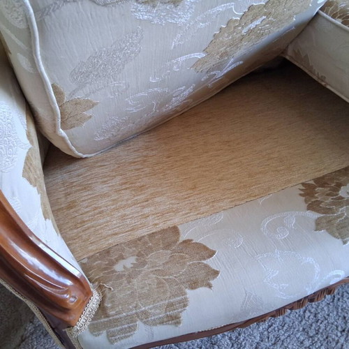 Vintage four-seater sofa refurbished with new fabric