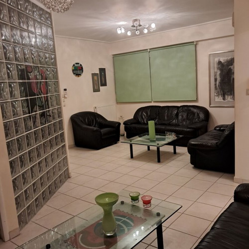 Leather sofa used, black Sato
