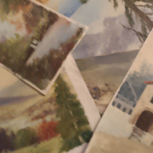 Set of 15 original landscape paintings on canvas